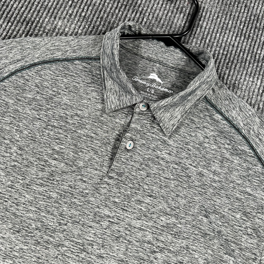 Tommy Bahama Polo Shirt Mens Large Gray Short Sleeve Performance Golf Outdoor